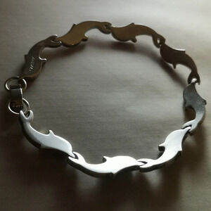 🐬 Vintage Taxco Sterling Silver Dolphin Link Bracelet ✨